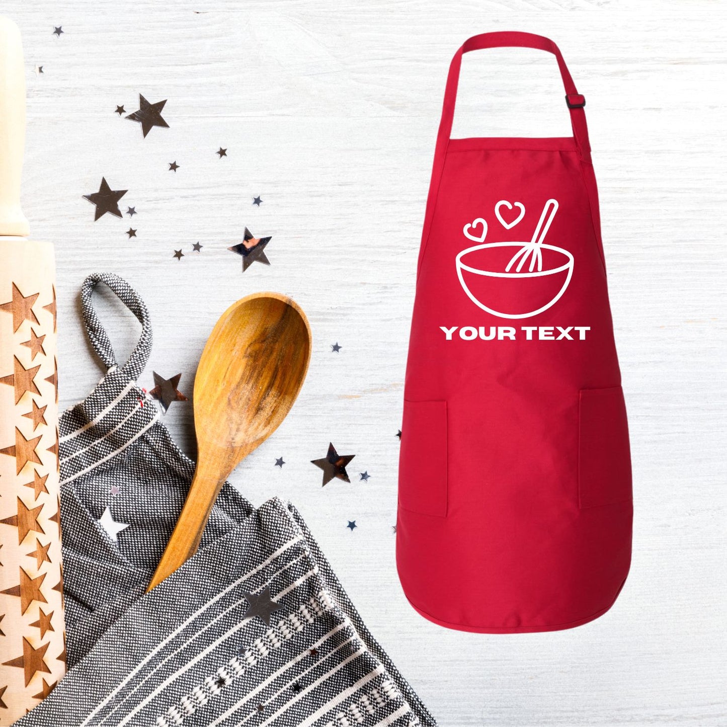 Full-Length Apron with Pockets, Custom Apron, Custom Photo Apron, Custom Text Apron