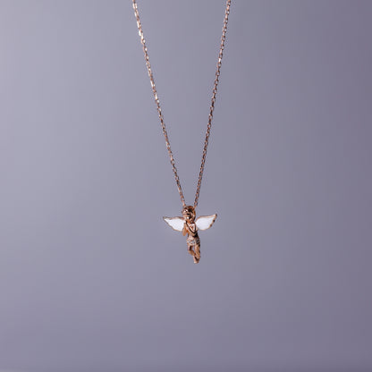 925 Sterling Silver Enamel Angel Necklace