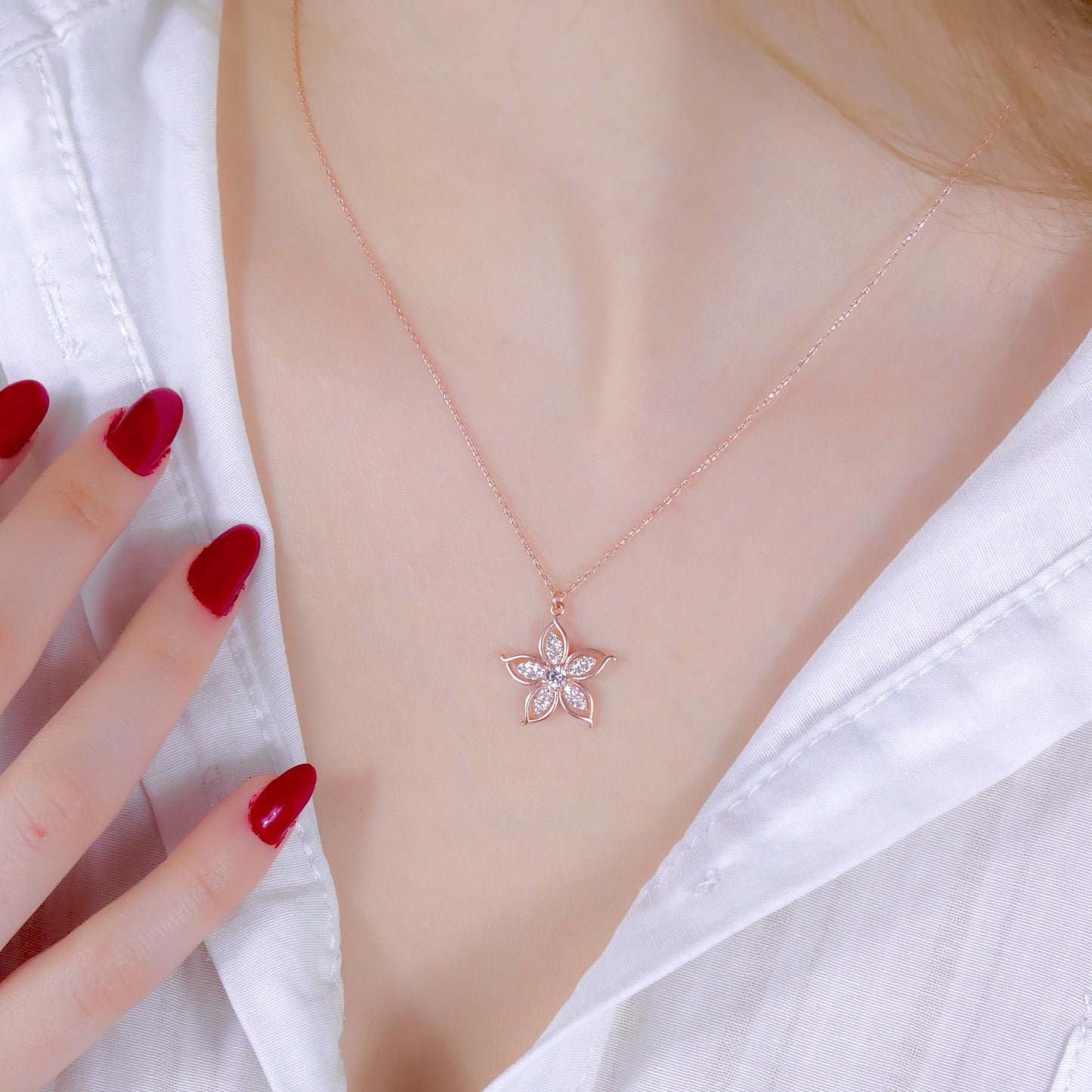 Star Necklace with 925 Sterling Silver Zircon Stone