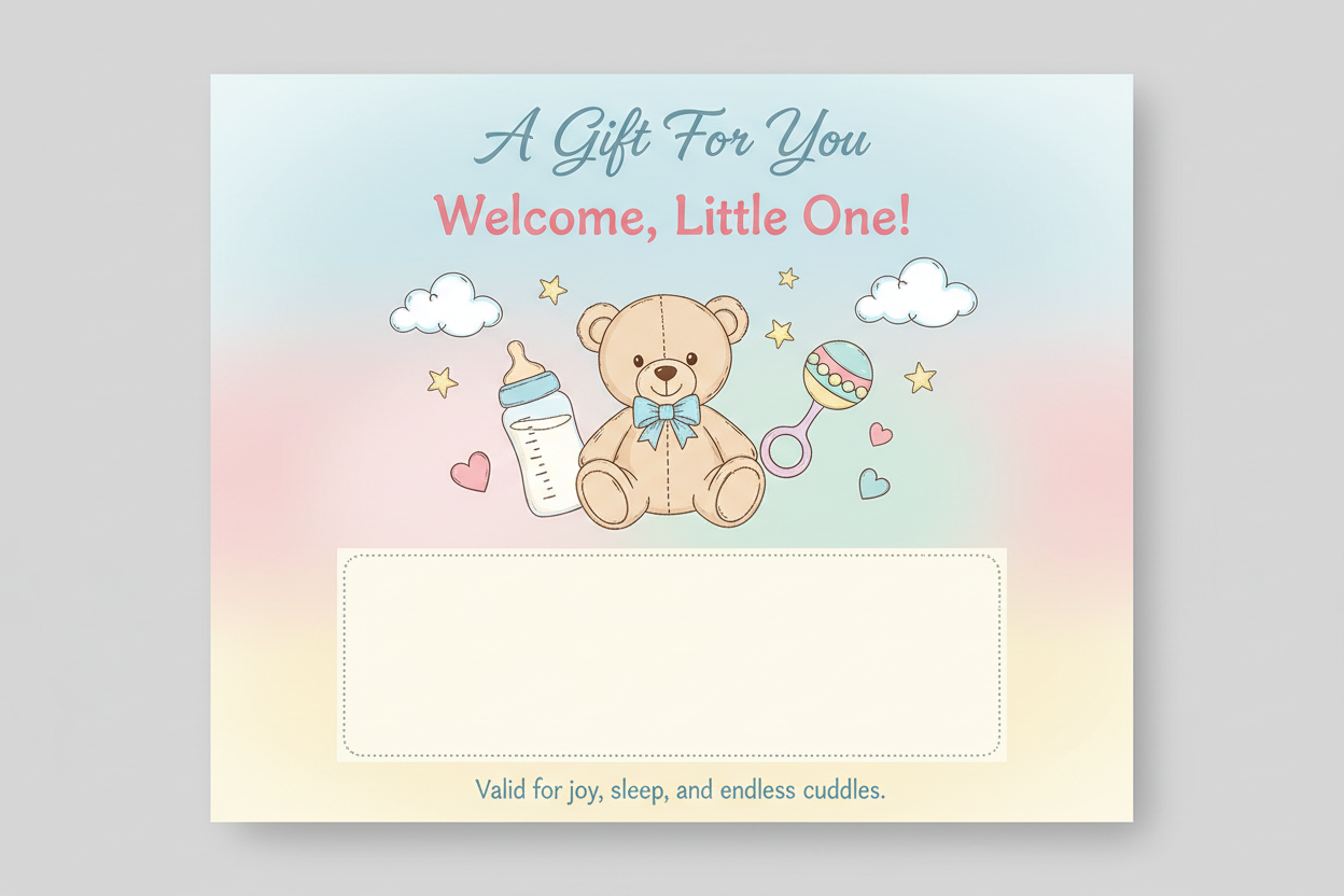 CUSTOM PRINT WELL NEW BABY GIFT CARDS